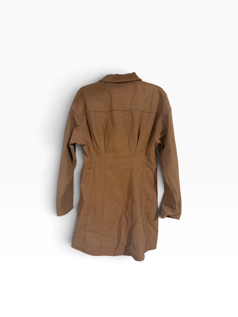 Showpo Sofia Button Through Long Sleeve Mini Dress In Mocha - Picture 8 of 8